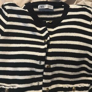 Zara Striped knit thick cardigan sweater